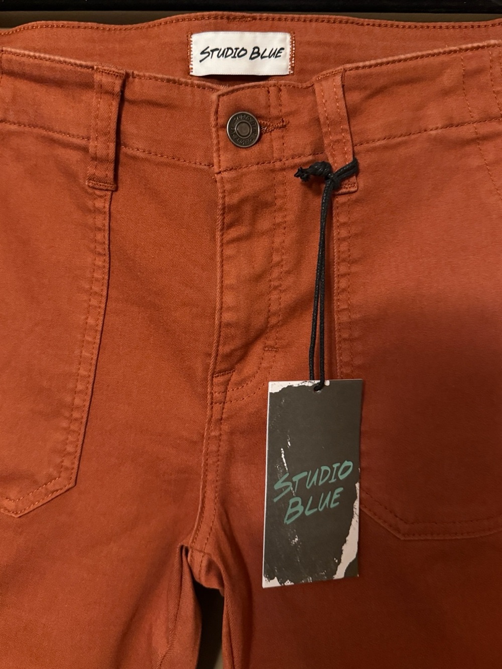 Studio Blue Rust Utility Crop Pants High Rise Stretch Cotton NWT Ankle 4/27 - Picture 3 of 8